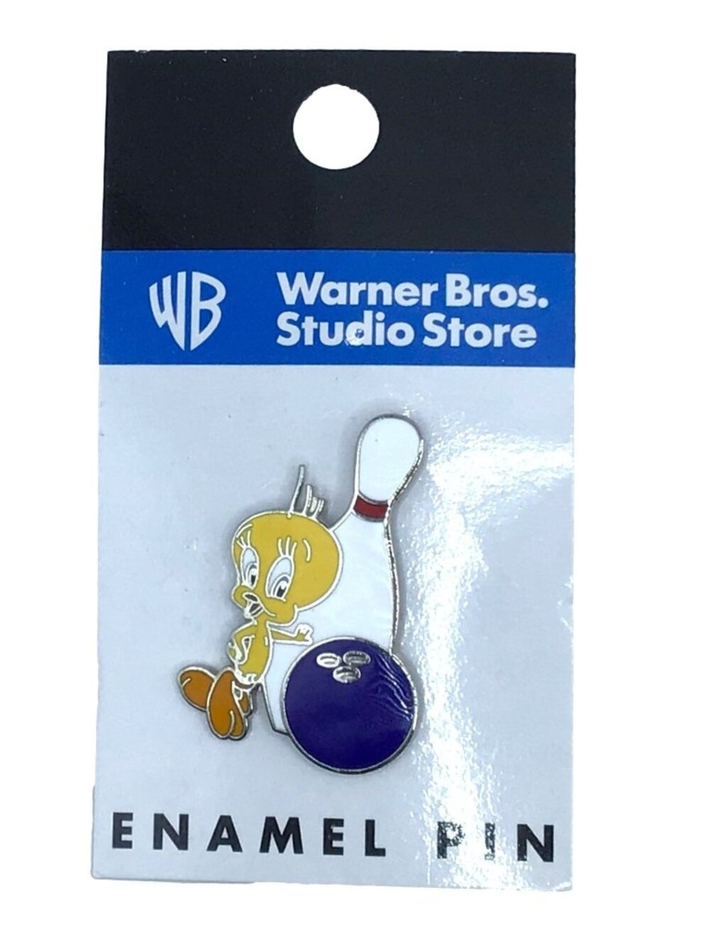 Tweety Bird Enamel Pin Bowling Ball Vintage Y2K Warner Bros Store 1998
